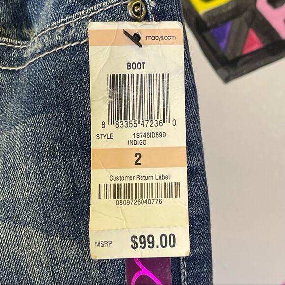 NWT, Inc Denim. Jewel Details. Boot Cut. Size 2. Beautifully Sandblasted - Picture 3 of 10